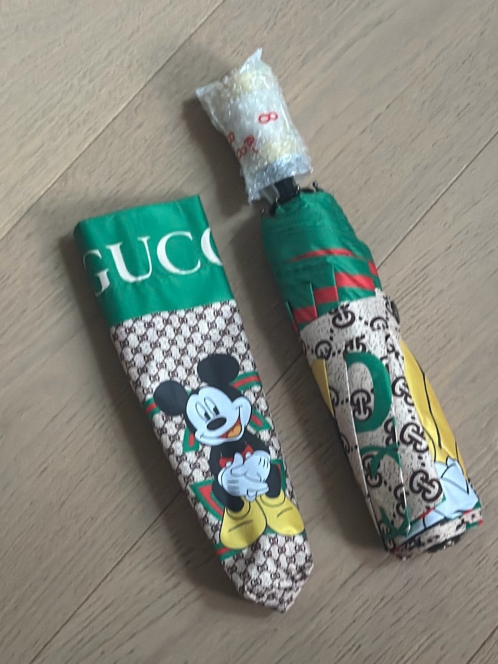 Fun Inspired GG  Mickey Mouse Folding Umbrella - Green, Beige & Yellow